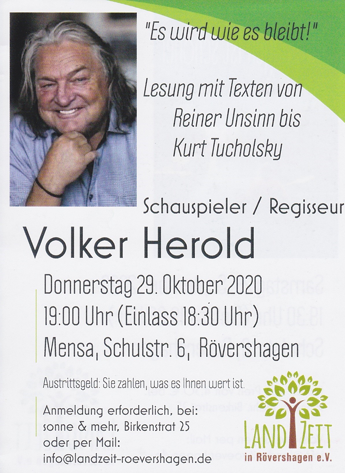 Röha-LandZeit Plakat - V. Herold Lesung